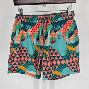 FUNBOY X PANGEA Swimwear Caribbean Pastel Drawstring Lined Swim Shorts SZ M